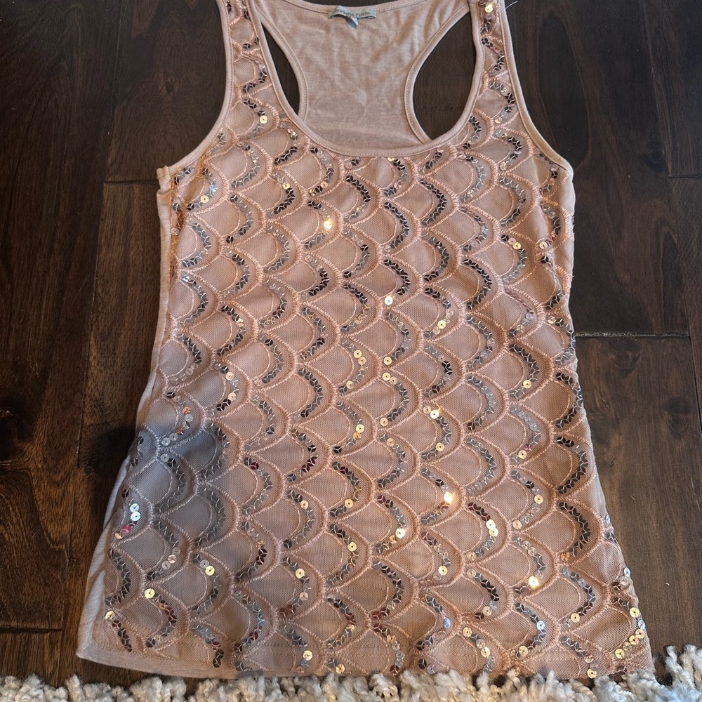 Charlotte Russe Tan Sequin Tank Top